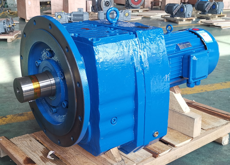 RF137減速機 輸入配電機 輸出軸+法蘭 藍色實物-上海恒點