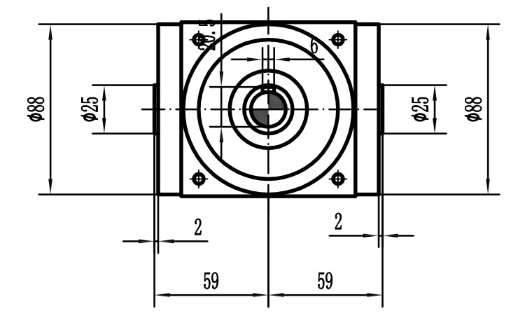 HDA09系列換向器：HDA09-2：1-E外形安裝尺寸圖1