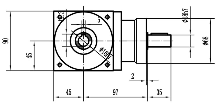 HDA09系列換向器：HDA09-2：1-E外形安裝尺寸圖2